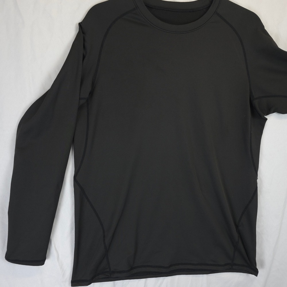 Men Black Long Sleeve Set of 3 Layering Shirt Crew Neck Stretch Men L Workwear - Picture 3 of 10